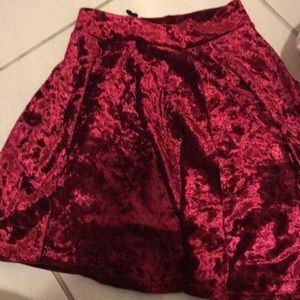Red satin skirt